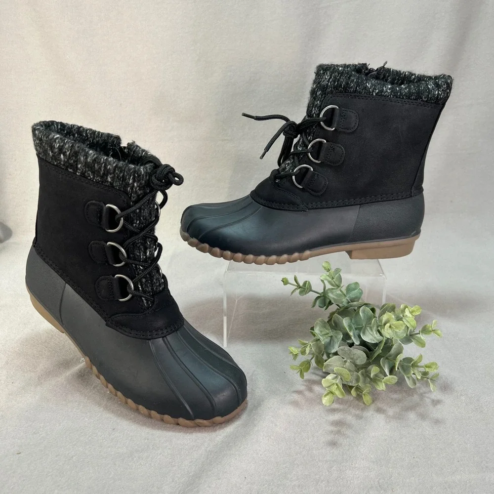 Waterproof Black Duck Boots Winter Snow Warm Cozy Outdoor Chore Utility Womens 6